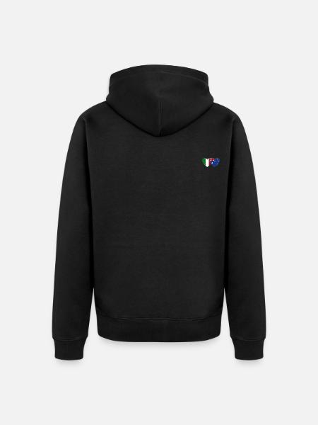 Italy Australia Flag Heart - Unisex Premium Organic Zip Hoodie - black