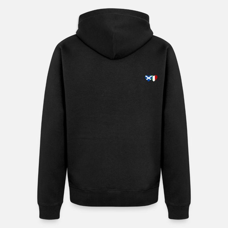 Ecosse Italie Drapeau Coeur - Veste à capuche bio Premium Unisexe - noir