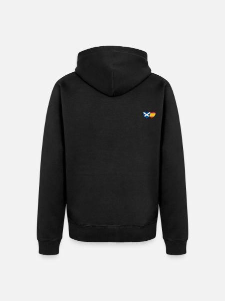 Scotland Spain Flag Heart - Unisex Premium Organic Zip Hoodie - black