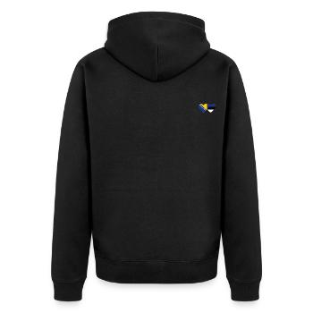 Bosnien Estland Flagge Herz - Unisex Premium Bio Zip Hoodie - Schwarz - Hinten - Nico (187cm)