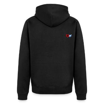 Albanien Schottland Flagge Herz - Unisex Premium Bio Zip Hoodie - Schwarz - Hinten - Nico (187cm)