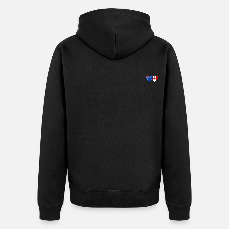 Australie Canada drapeau coeur - Veste à capuche bio Premium Unisexe - noir
