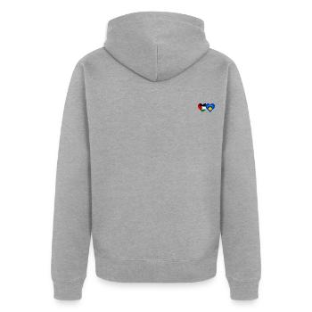 Palestine Kosovo drapeau coeur - Veste à capuche bio Premium Unisexe - gris chiné - Dos - Nico (187cm)