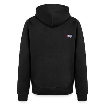 Kuba Griechenland Flagge Herz - Unisex Premium Bio Zip Hoodie - Schwarz - Hinten - Nico (187cm)