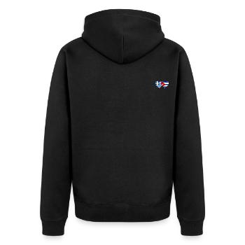 Griechenland Kuba Flagge Herz - Unisex Premium Bio Zip Hoodie - Schwarz - Hinten - Nico (187cm)