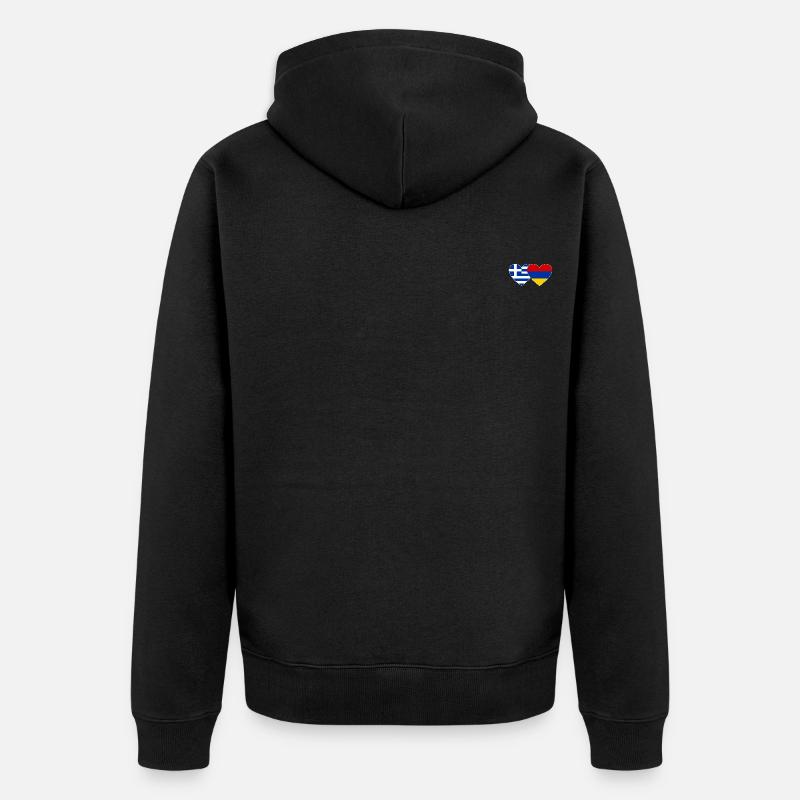 Grèce Arménie Drapeau Coeur - Veste à capuche bio Premium Unisexe - noir
