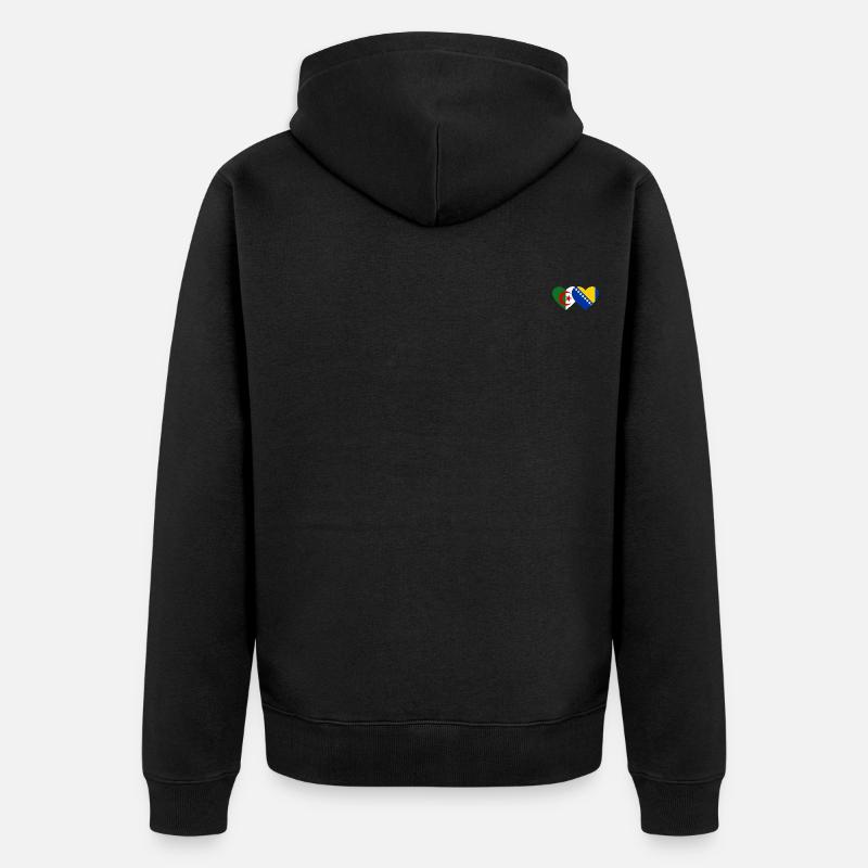 Algérie Bosnie Drapeau Coeur - Veste à capuche bio Premium Unisexe - noir