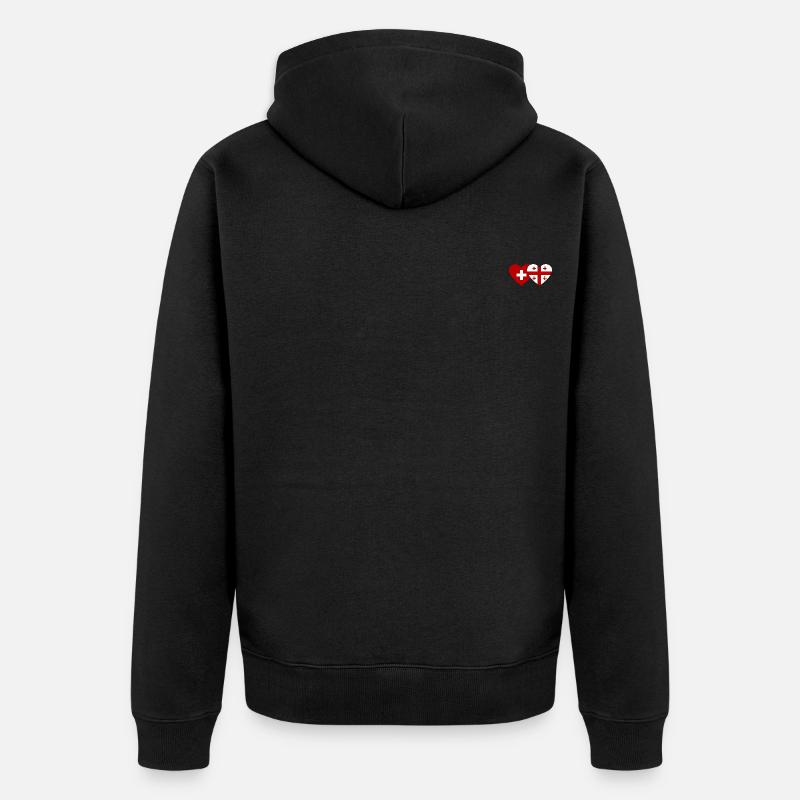 Suisse Géorgie Drapeau Coeur - Veste à capuche bio Premium Unisexe - noir