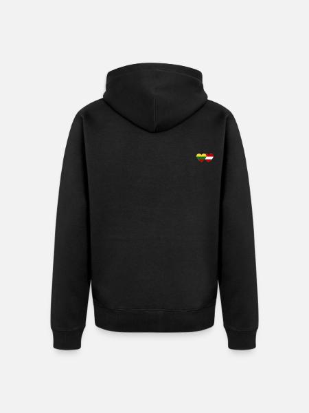 Lithuania Austria Flag Heart - Unisex Premium Organic Zip Hoodie - black