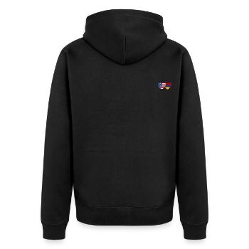 USA Armenien Flagge Herz - Unisex Premium Bio Zip Hoodie - Schwarz - Hinten - Nico (187cm)