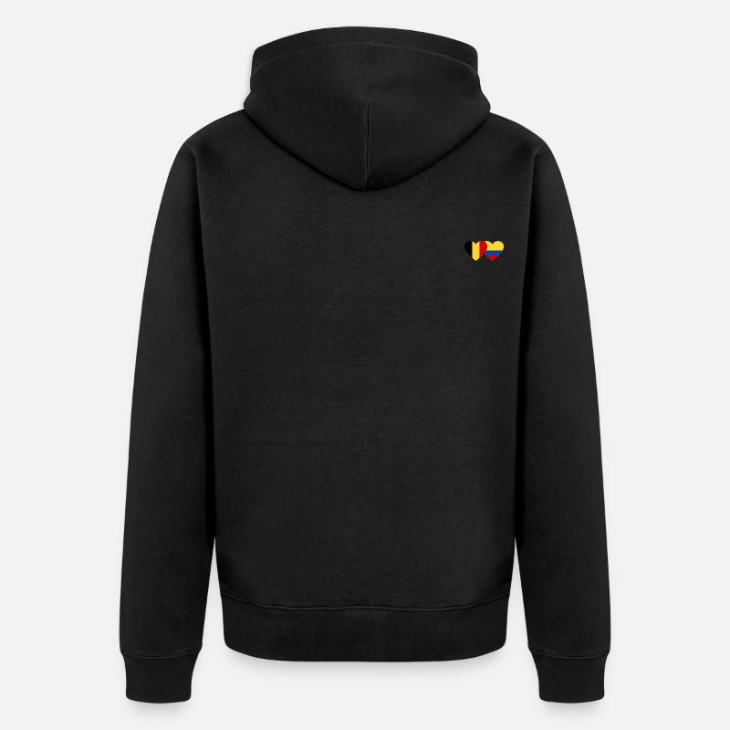 Belgique Colombie Drapeau Coeur - Veste à capuche bio Premium Unisexe - noir