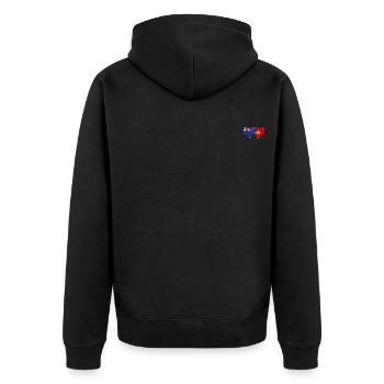 Neuseeland Vietnam Flagge Herz - Unisex Premium Bio Zip Hoodie - Schwarz - Hinten - Nico (187cm)