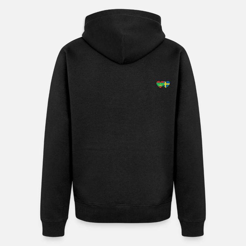Mauritanie Suède Drapeau Coeur - Veste à capuche bio Premium Unisexe - noir