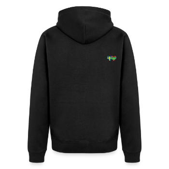 Suède Mauritanie Drapeau Coeur - Veste à capuche bio Premium Unisexe - noir - Dos - Nico (187cm)