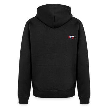 Kuba Tschechien Flagge Herz - Unisex Premium Bio Zip Hoodie - Schwarz - Hinten - Nico (187cm)