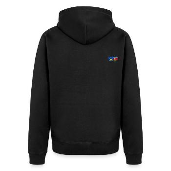 Kosovo Aserbaidschan Flagge Herz - Unisex Premium Bio Zip Hoodie - Schwarz - Hinten - Nico (187cm)