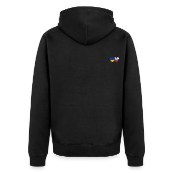 Ukraine Slowakei Flagge Herz - Unisex Premium Bio Zip Hoodie - Schwarz - Hinten - Nico (187cm)
