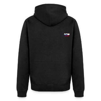Russland Tschechien Flagge Herz Flagge - Unisex Premium Bio Zip Hoodie - Schwarz - Hinten - Nico (187cm)