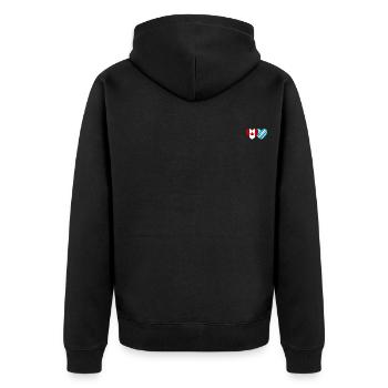 Kanada Bayern Flagge Herz - Unisex Premium Bio Zip Hoodie - Schwarz - Hinten - Nico (187cm)