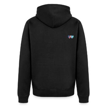 Amerika Bayern Flagge Herz - Unisex Premium Bio Zip Hoodie - Schwarz - Hinten - Nico (187cm)