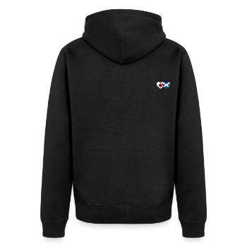 Japan Schottland Flagge Herz - Unisex Premium Bio Zip Hoodie - Schwarz - Hinten - Nico (187cm)