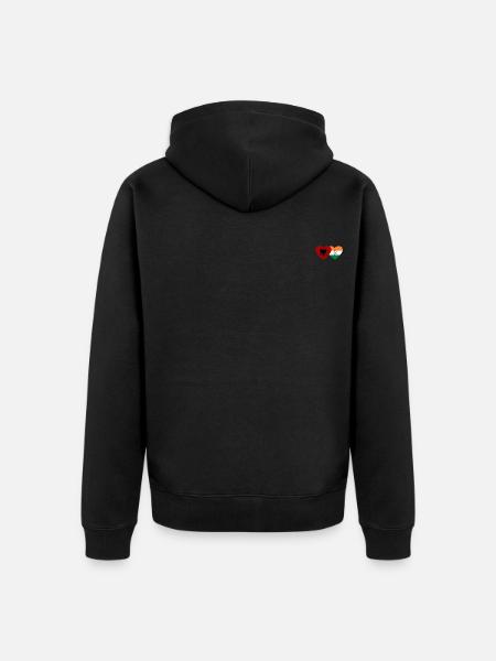 Albania India Flag Heart - Unisex Premium Organic Zip Hoodie - black