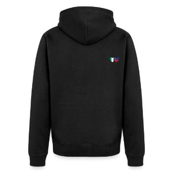 Nigeria Liechtenstein Flagge Herz - Unisex Premium Bio Zip Hoodie - Schwarz - Hinten - Nico (187cm)