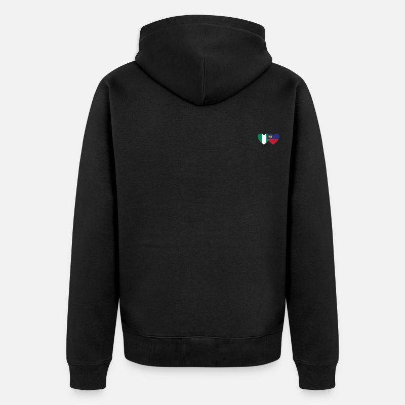 Nigeria Liechtenstein Drapeau Coeur - Veste à capuche bio Premium Unisexe - noir