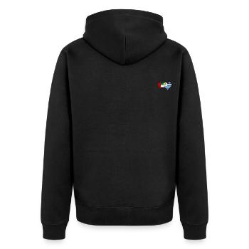 United Arab Emirates Uruguay Flag Heart - Unisex Premium Organic Zip Hoodie - black - Back - Nico (187cm)