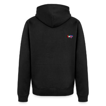 United Arab Emirates Iceland Flag Heart - Unisex Premium Organic Zip Hoodie - black - Back - Nico (187cm)