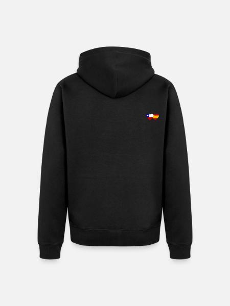 Chile Spain Flag Heart - Unisex Premium Organic Zip Hoodie - black