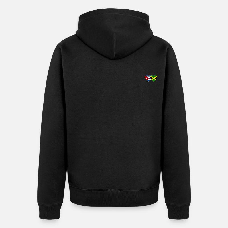Cuba, Jamaïque, Drapeau, Coeur - Veste à capuche bio Premium Unisexe - noir