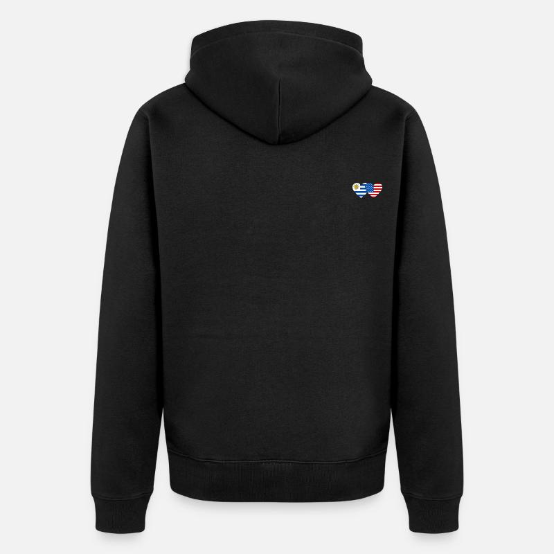 Uruguay États-Unis Drapeau Coeur - Veste à capuche bio Premium Unisexe - noir