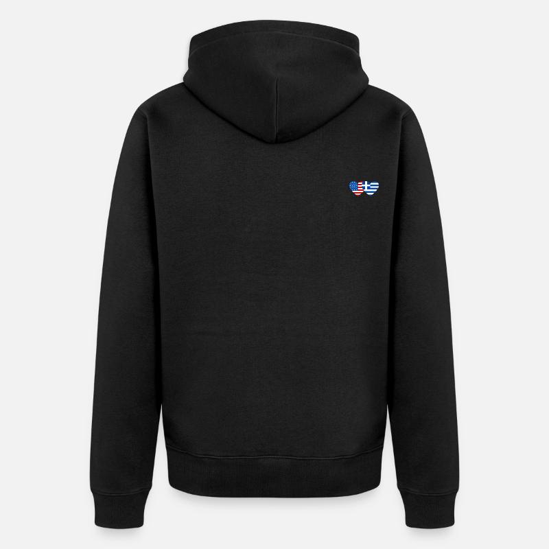 États-Unis, Grèce, Drapeau, Coeur - Veste à capuche bio Premium Unisexe - noir