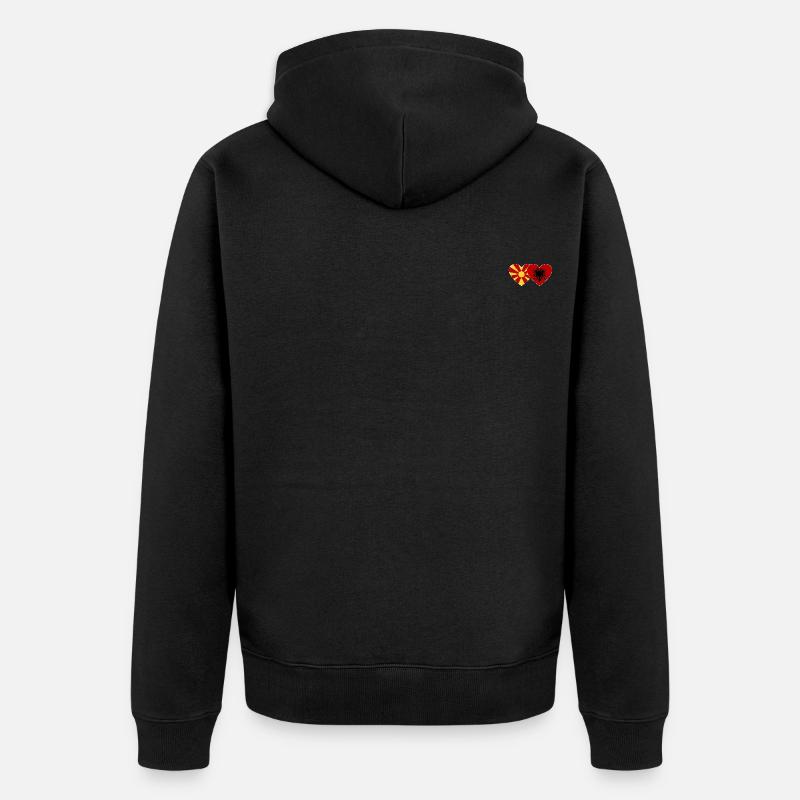 Macédoine Albanie Drapeau Coeur - Veste à capuche bio Premium Unisexe - noir