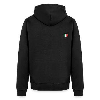Italien Flagge Herz breit - Unisex Premium Bio Zip Hoodie - Schwarz - Hinten - Nico (187cm)