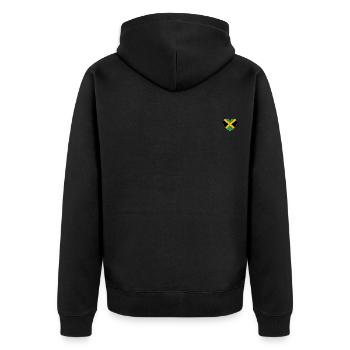 Jamaika Flagge Herz - Unisex Premium Bio Zip Hoodie - Schwarz - Hinten - Nico (187cm)