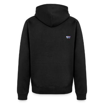 Finnland Thailand Flagge Herz - Unisex Premium Bio Zip Hoodie - Schwarz - Hinten - Nico (187cm)