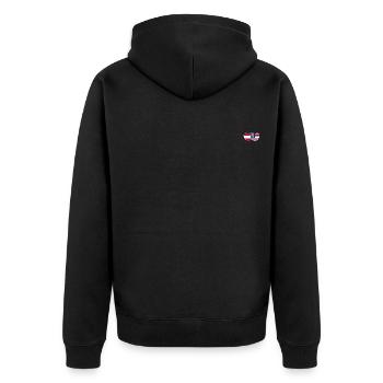Austria USA Flag Heart - Unisex Premium Organic Zip Hoodie - black - Back - Nico (187cm)