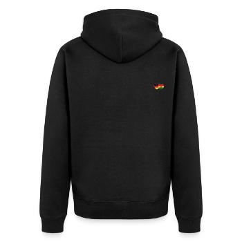Deutschland Ghana Flagge Herz - Unisex Premium Bio Zip Hoodie - Schwarz - Hinten - Nico (187cm)