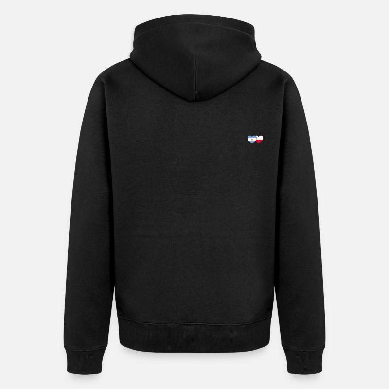 Argentine Pologne Drapeau Cœur - Veste à capuche bio Premium Unisexe - noir