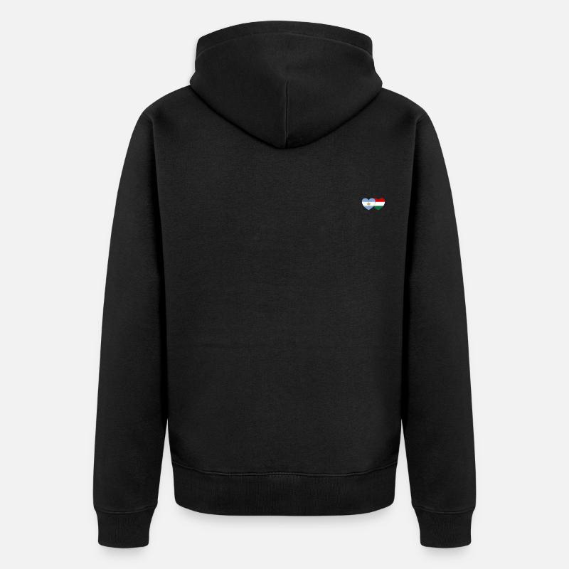 Argentine Hongrie Drapeau Cœur - Veste à capuche bio Premium Unisexe - noir