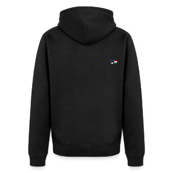 Estland Ungarn Flagge Herz - Unisex Premium Bio Zip Hoodie - Schwarz - Hinten - Nico (187cm)