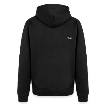 Ungarn Estland Flagge Herz - Unisex Premium Bio Zip Hoodie - Schwarz - Hinten - Nico (187cm)