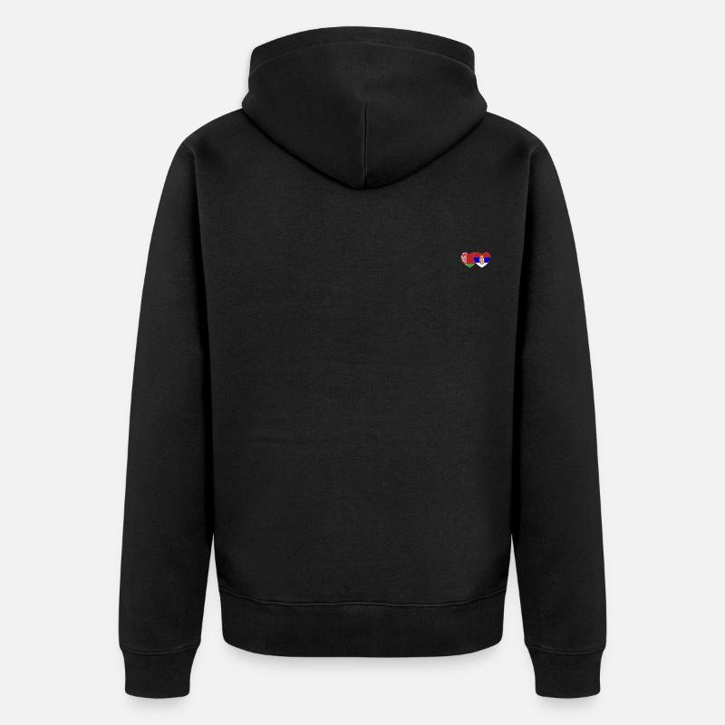 Biélorussie Serbie Drapeau Cœur - Veste à capuche bio Premium Unisexe - noir