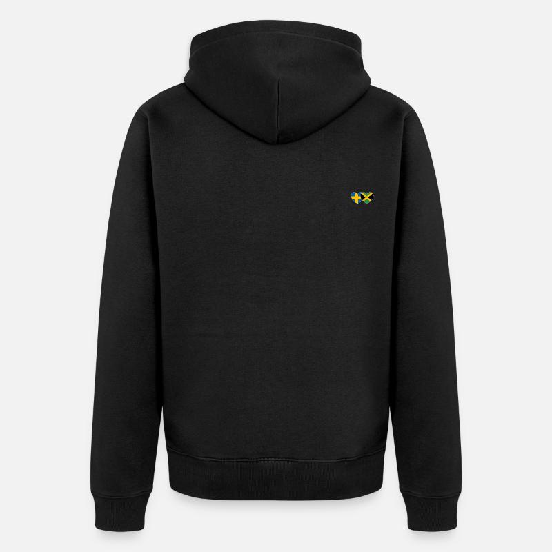 Suède Jamaïque Flag Heart - Veste à capuche bio Premium Unisexe - noir