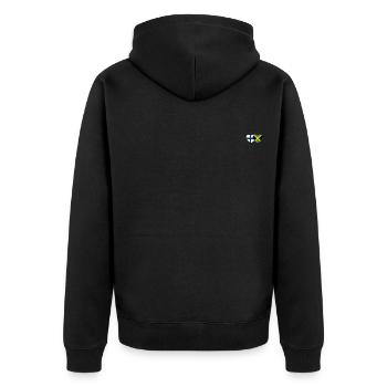 Finnland Jamaika Flagge Herz - Unisex Premium Bio Zip Hoodie - Schwarz - Hinten - Nico (187cm)