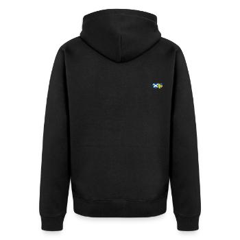 Schottland Schweden Flagge Herz breit - Unisex Premium Bio Zip Hoodie - Schwarz - Hinten - Nico (187cm)