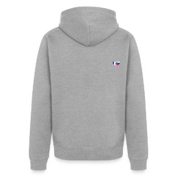 Frankreich Slovenien Flagge Herz - Unisex Premium Bio Zip Hoodie - Grau meliert - Hinten - Nico (187cm)