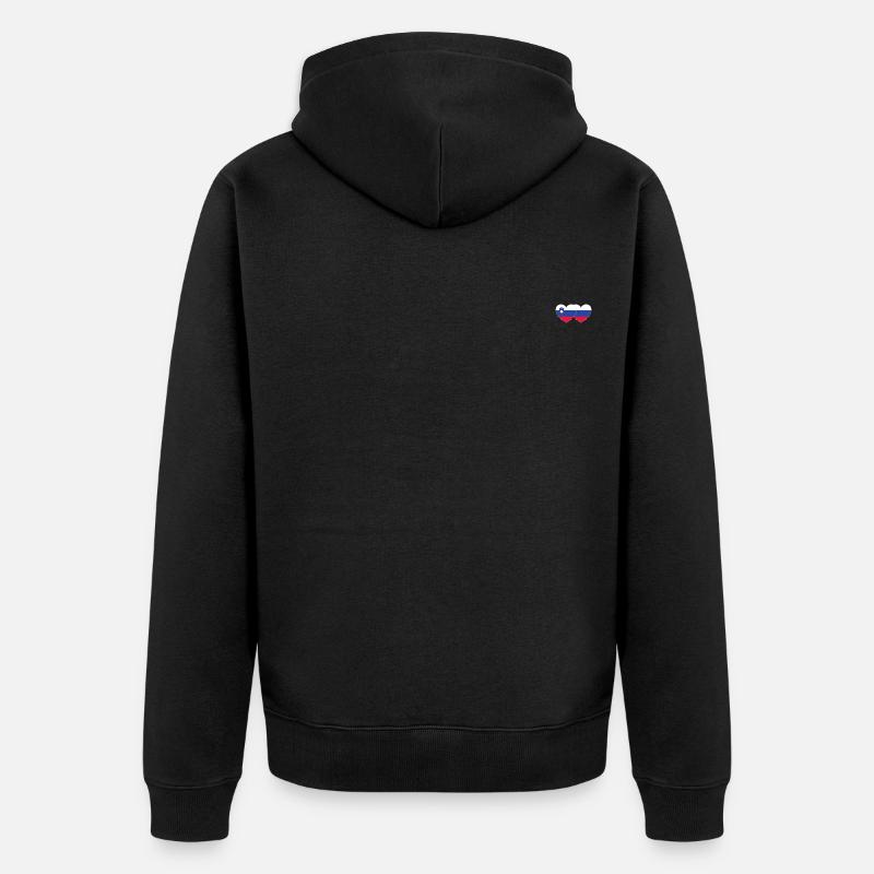 Slovénie Russie Drapeau Coeur - Veste à capuche bio Premium Unisexe - noir